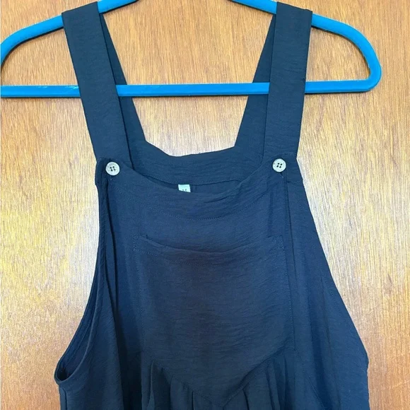 New Medium Cueply Black Wide Leg Overalls Jumpsuit - Picture 9 of 13